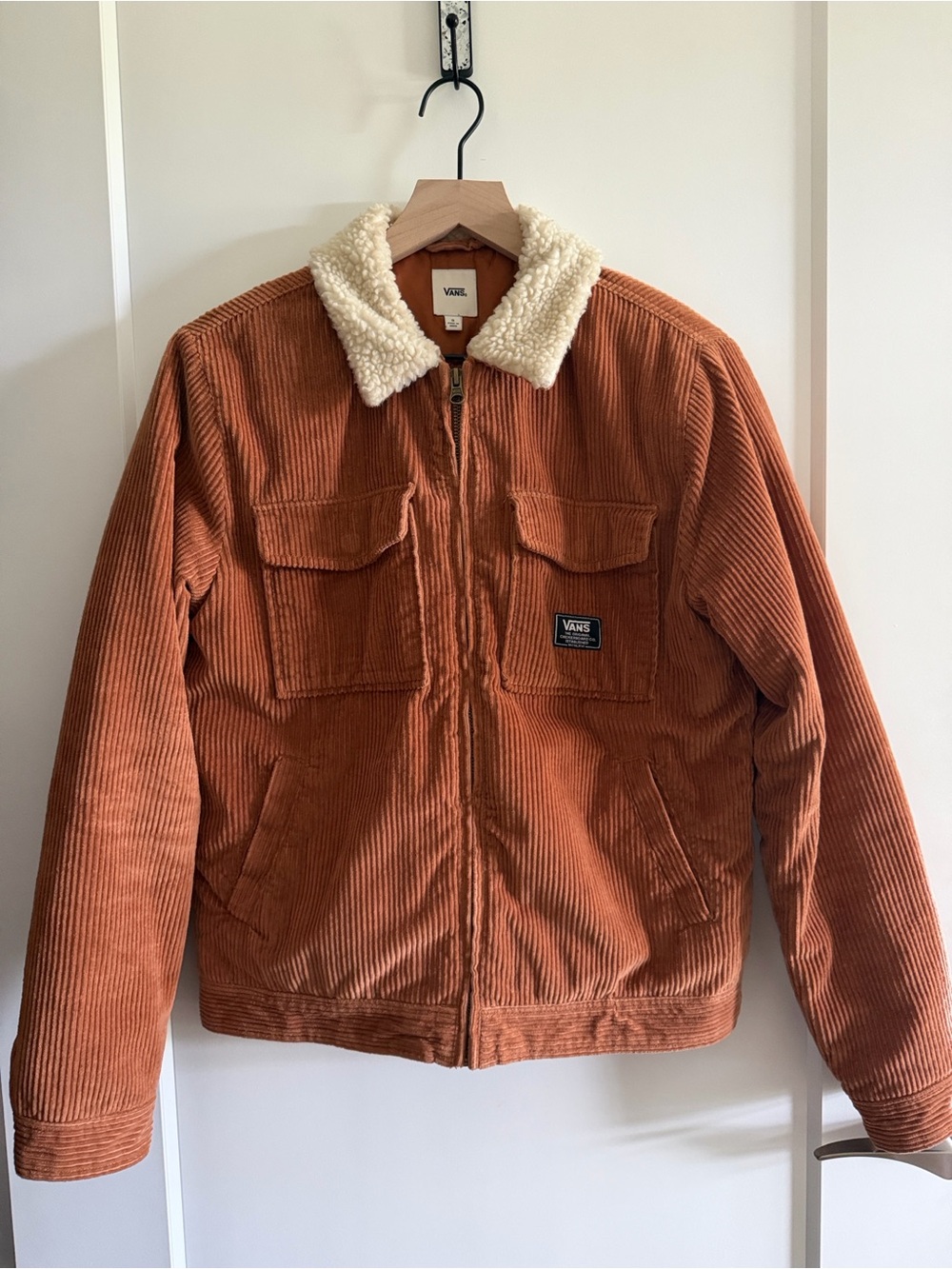 Vans Rust Corduroy Bomber Jacket with Cream Sherpa Collar